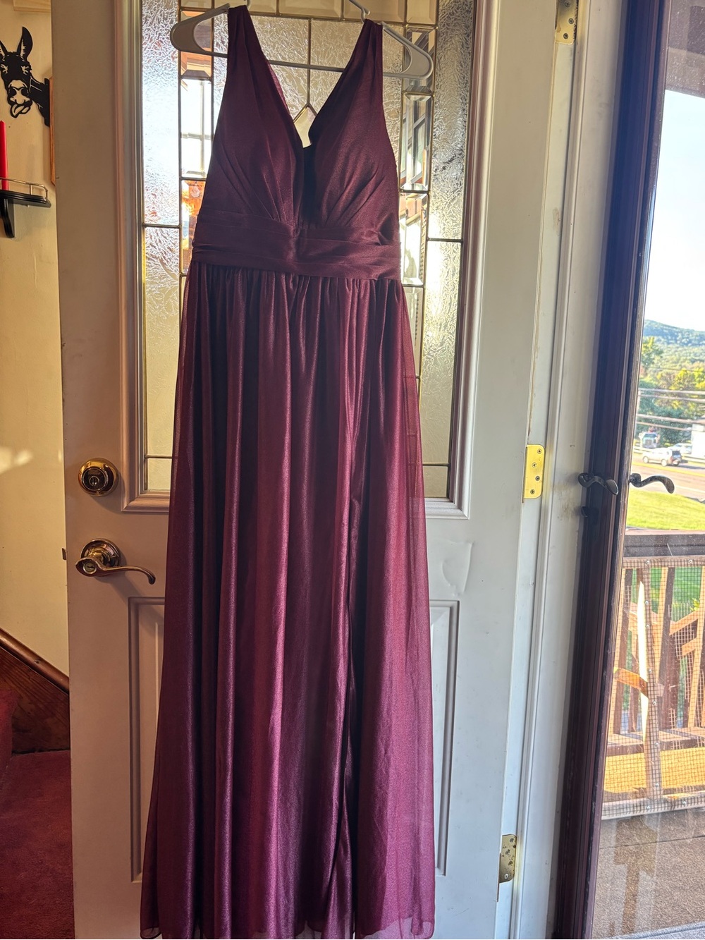 Elegant V-Neck Burgundy Formal Dress